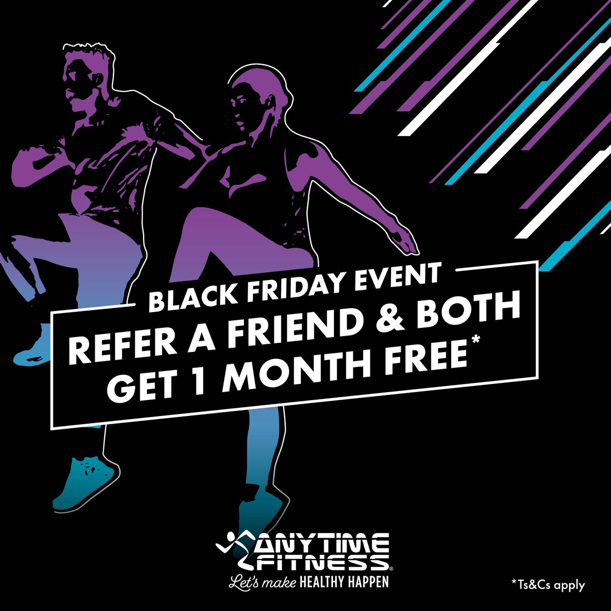 AF_Reading's tweet image. Join a friend &amp;amp; both get 1 month free!
To thank you for being a loyal Anytime Fitness Reading customer we're giving you the chance to save on your membership when you introduce a friend to us during our Black Friday event.
Refer a friend today : bit.ly/3CmpNsl