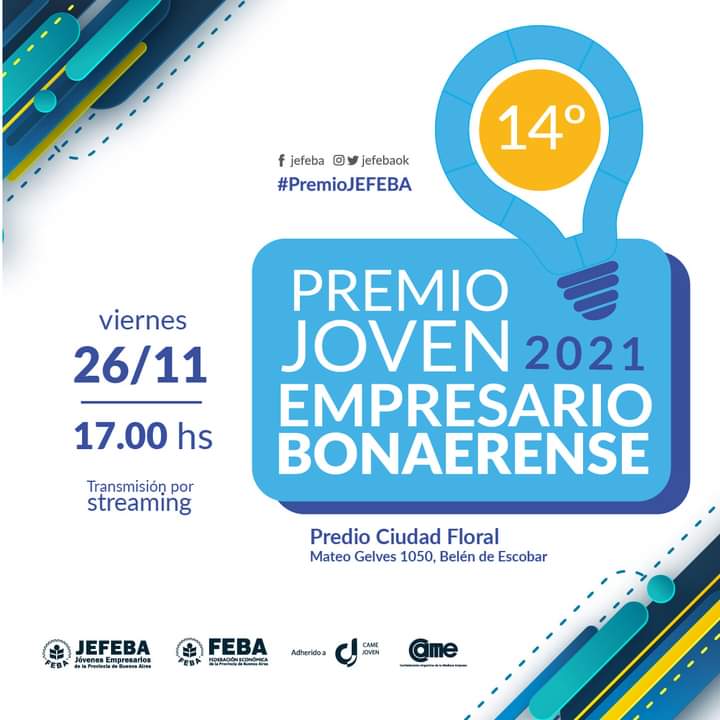 #PremioJEFEBA 2021
¡𝗥𝗘𝗦𝗘𝗥𝗩𝗔́ 𝗟𝗔 𝗙𝗘𝗖𝗛𝗔!
📣 ¡Faltan 8 días, Gala de Premiación, 14º Edición!
💻 Evento - POR STREAMING
🗓 26/12/2021, 17hs
Compartiremos los finalistas en próximos días, votá a tu favorito.
¡Compartilo en redes!
𝗨𝘀𝗮́ @𝗳𝗲𝗯𝗮𝗼𝗸 @𝗷𝗲𝗳𝗲𝗯𝗮𝗼𝗸