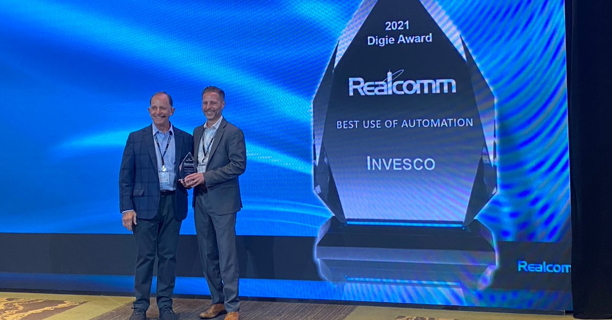 Yardi's tweet photo. Five Yardi clients earned Digie Awards, one of the highest honors in the #CommercialRealEstate industry, at the recent #Realcomm21 #IBCon21. Congratulations to Ilan Zachar of @carrproperties, @InlandGroup,@InvescoLtd, @JLL & @QuadRealGroup! Read more at https://t.co/gz7I4gSyRB. https://t.co/l40eLGNuHm