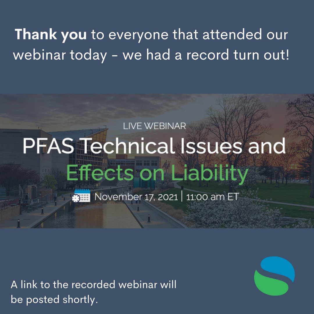Thank you to everyone that attended our webinar this morning - we had a record turn out!  A link to the recorded webinar will be posted soon!  SESCO group - Peace of Mind, Restored. hubs.la/H0_q5ZC0 #PFASwebinar #PFAS #liability #remediation #peaceofmindrestored #followus