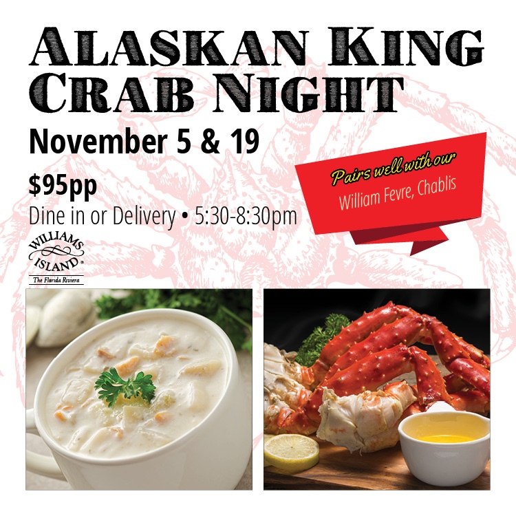 WIslander33160's tweet photo. Join us for our Special King Crab Nights on November 5 &amp; 19.⁠
⁠
RSVP 305.937.7840 or ⁠
reservations@williamsislandclub.com⁠
48 hour cancellation policy applies.⁠
⁠
#williamsislandclub #williamisland #alaskankingcrab #crabnight https://t.co/8HOc1H7GTa