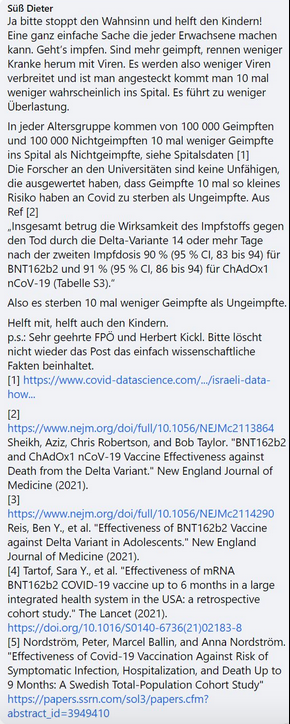 chorherr's tweet photo. Dieter Suess ist Physiker und Prof. an der TU Wien.
Er postet dies als Kommentar auf Kickls Facebookseite.
Bar jeder Polemik.
Reine Information.
Zur Info.
Posting wird von Kickl gelöscht. https://t.co/lYo2u3FLAh