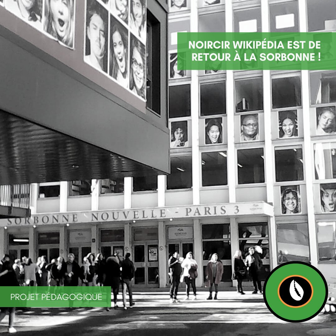 Noircir Wikipédia est de retour à la Sorbonne !
Depuis novembre 2020, Noircir Wikipédia collabore avec l’université Sorbonne-Nouvelle dans le cadre d’un projet pédagogique.

Plus d'infos: fr.wikipedia.org/wiki/Wikipédia…