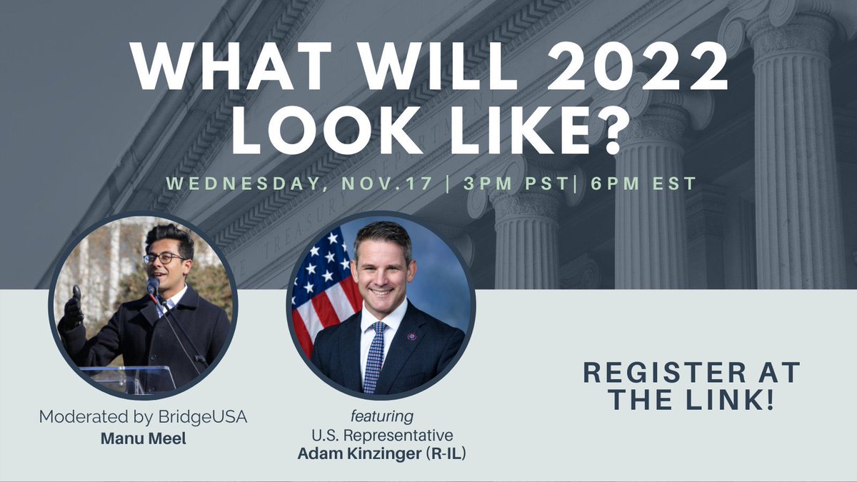 BridgeUSA_'s tweet photo. ❗️HAPPENING TODAY! Register for the discussion with U.S. @RepKinzinger where he’ll discuss politics in 2022, and answer student questions!

REGISTER HERE ➡️ https://t.co/x2iuIjNDbH https://t.co/nZZsEIavW2