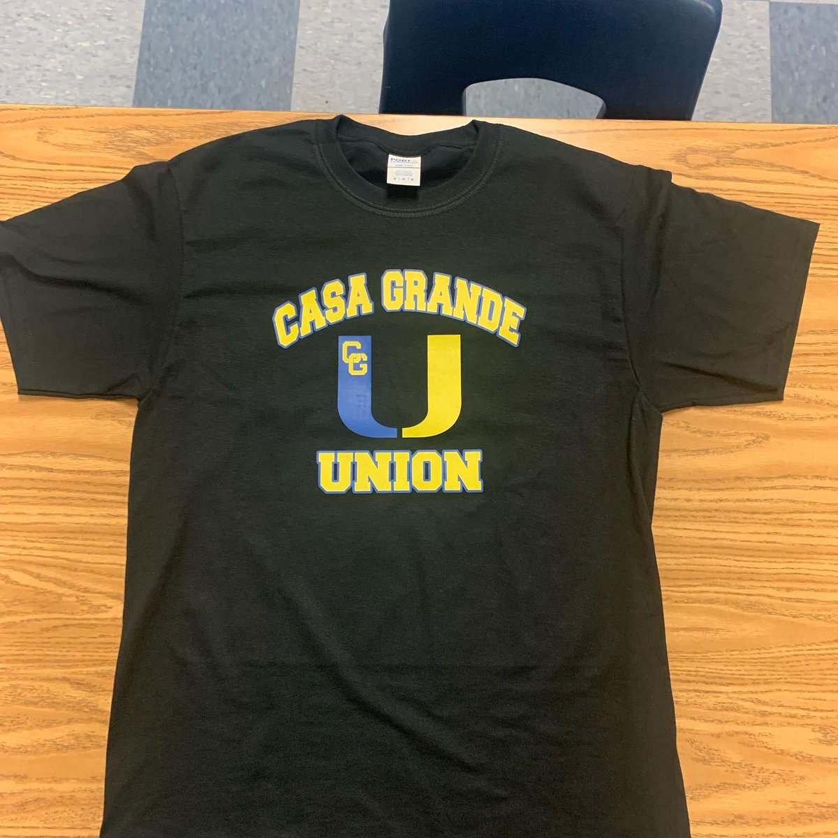 CasaGrandeDECA's tweet photo. Hey Union! We have our shirts back in stock at Union Station. Come on by and get one for only $15 for the playoff game on Friday. Our tee-shirts come in sizes small-3XL in colors white, gray and black. We can put any of our designs on any color and size that you would like. https://t.co/CC03Nvomif
