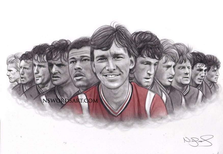 A pencil drawing of the #MUFC team that won the FA Cup in 1985 🔴⚫️

Retweets very much appreciated 👍

#80s #FACup #manutd
