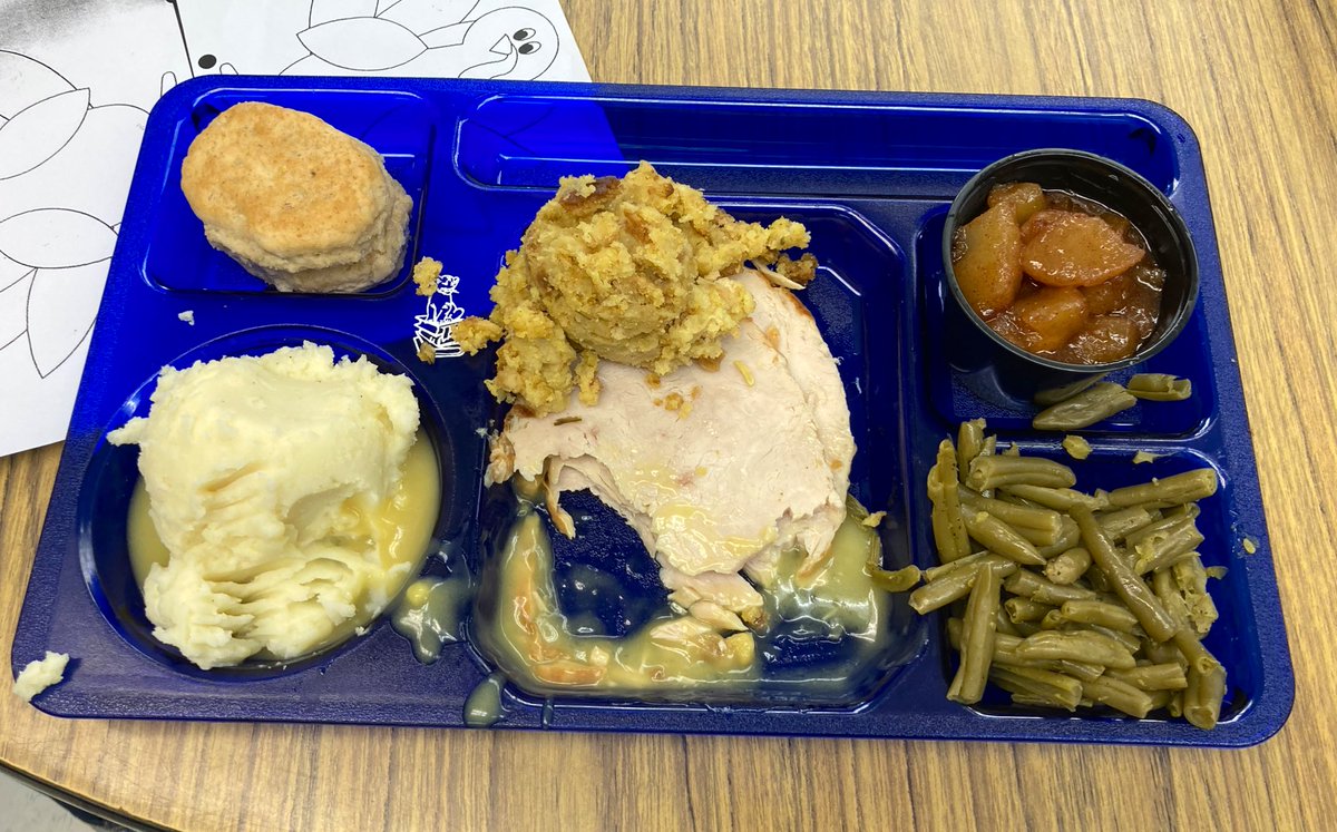 HUGE thank you to @pruden_melissa & our @GaeScubs Nutrition Services Team for providing staff with a Turkey meal with all the fixings today! I gobbled mine down so quickly I had to get a pic of a colleague’s plate. These amazing humans go above & beyond daily! @HenricoSchools