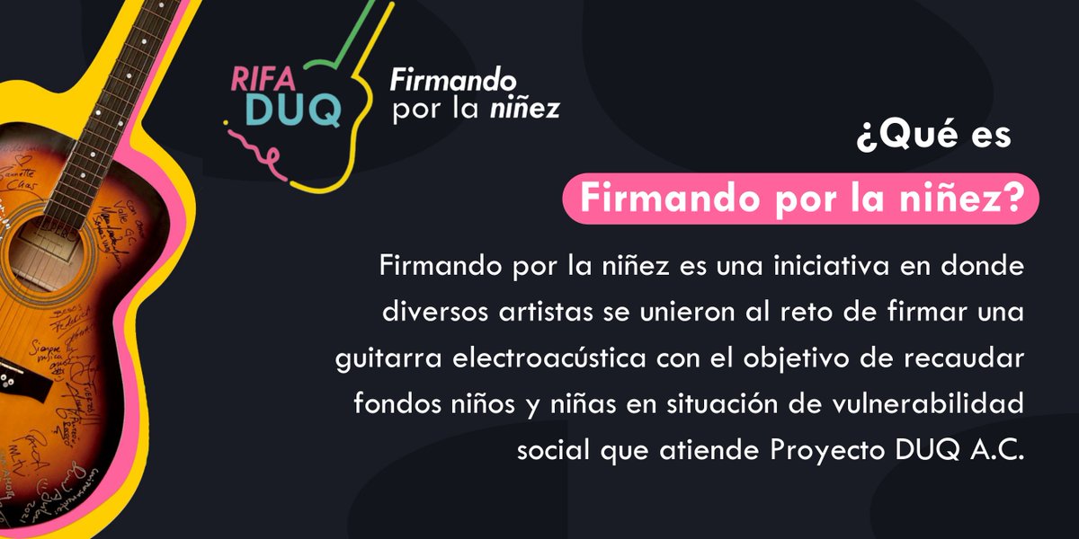 DuqProyecto's tweet photo. #proyectoduq #musica #firmandoporlaniñez #niñosyniñas #voluntariomexico #cdmx #guitarra #proyectoduq #ciudaddemexico #rifa https://t.co/UKt06SniPq