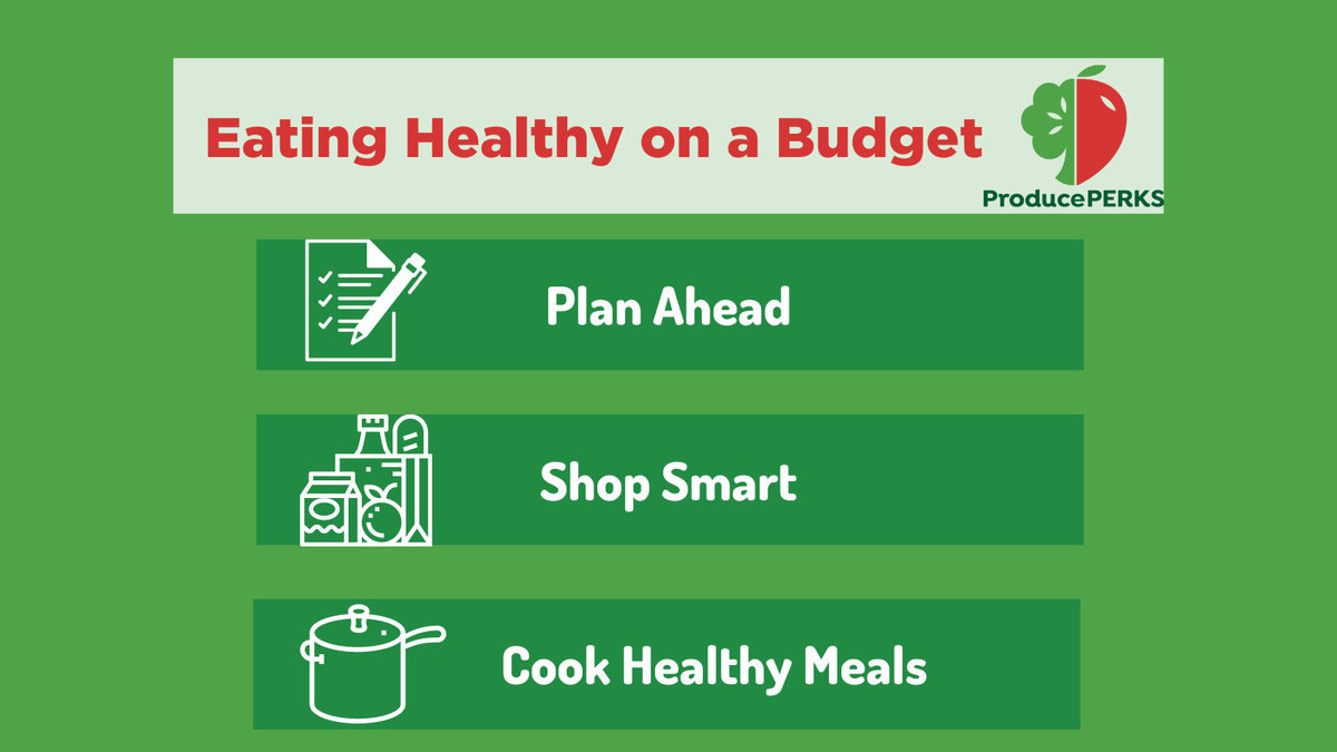 ProducePerks's tweet photo. Looking for ways to eat healthy on a budget? Plan your meals before you shop, buy frozen or canned fruits and vegetables, and cook healthy and simply meals. Eating healthy doesn’t have to be expensive when you have #ProducePerks. #budgettips #youSNAPwematch https://t.co/vXSN4J1KDB