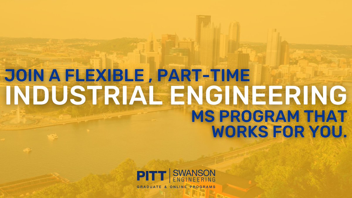 PittGradENGR's tweet image. Fit an MS in Industrial Engineering into your busy schedule with our part-time @Pitt_IE program! Learn more and apply today:
bit.ly/3FqWTta