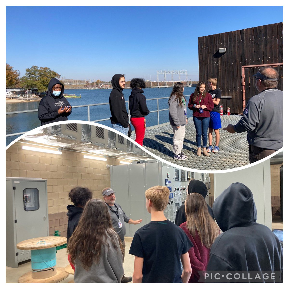 atcrockhillsc's tweet photo. Behind the scenes at the Water Intake Station. THE WORKS @RockHillSCCity Maintenance Division, showing students careers. @OzzieAhl2 @RHHSGuidance @NHS_Trojans @SPHSstallions #OneTeamOneMissionOneRockHill #PartnersRock. Thank u, Robin Ellison for the great pics! #BeartrollionPride https://t.co/J55d8WrZ7B