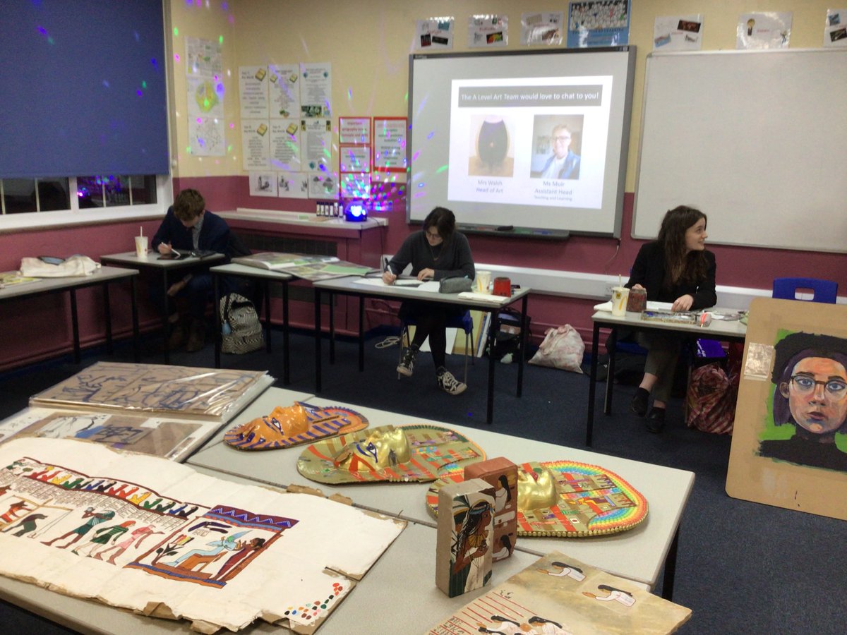 QueenElizHigh's tweet photo. Our Art Ambassador’s working on their Art projects whilst helping the department on their busy evening! #qehs #art #openevening https://t.co/C8JmPMdhjW