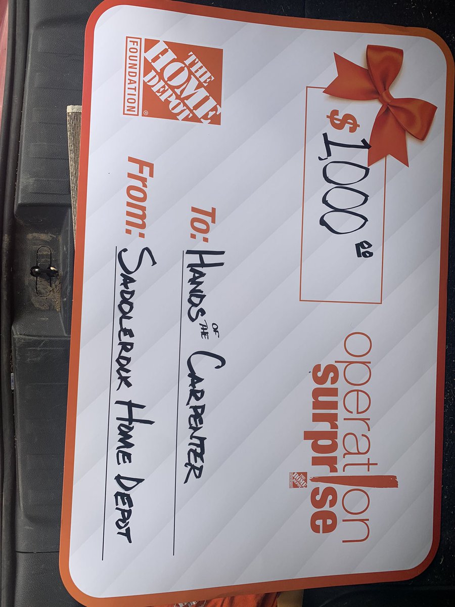 Heather Nordstrom (@heathernordstr1) on Twitter photo So excited to #Surprise Hands of the Carpenter with $1000 from The Home Depot Foundation! Thank you, Hands, for your contribution to our community! <a href="/TeamDepot_Ryan/">Ryan Braddy</a> <a href="/FritchellMandy/">Mandy Fritchell</a> <a href="/HDNPeralta/">Norbert Peralta</a> <a href="/HDLataille/">David Lataille</a> So excited to #Surprise Hands of the Carpenter with $1000 from The Home Depot Foundation! Thank you, Hands, for your contribution to our community! <a href="/TeamDepot_Ryan/">Ryan Braddy</a> <a href="/FritchellMandy/">Mandy Fritchell</a> <a href="/HDNPeralta/">Norbert Peralta</a> <a href="/HDLataille/">David Lataille</a>