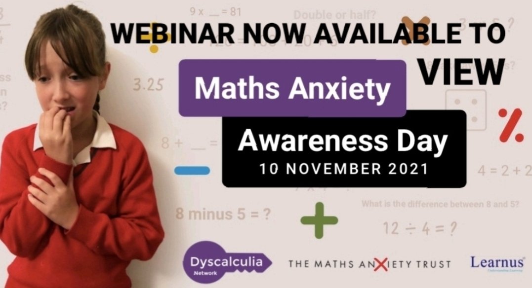 DyscalculiaNet1's tweet photo. The wait is over! Please find below the link to watch the Maths Anxiety Awareness Day Webinar if you missed it!
https://t.co/EhtuFmoUEZ
#dyscalculia #dyscalculianetwork #sendteacher #BDAdyslexia #mathsanxiety #learnus #Nat_Numeracy #mathsanxietytrust #mathsanxietyawarenessday https://t.co/rM3eXQp7ma