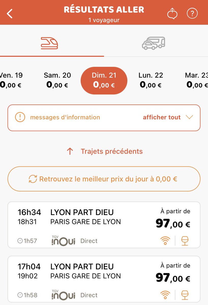 emcimer's tweet image. le scandale avec TGVmax enfin pardon MAX JEUNE c’est qu’on t’affiche des trains à 0€ tous les jours et qu’en fait y’en aucun. @ouisncf revoyez votre app et revoyez votre offre pendant que vous y êtes merci