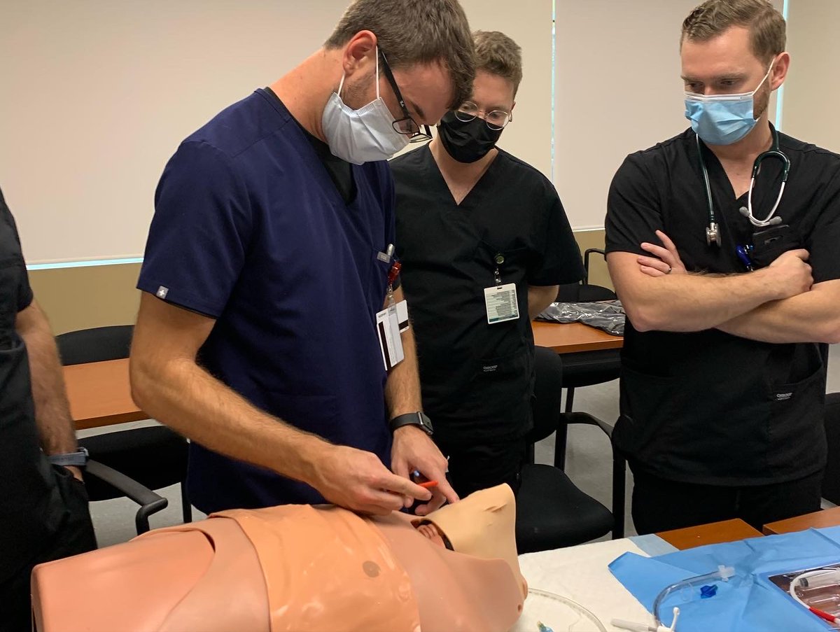 FAUmedEM's tweet photo. Another monthly sim success with cases in pediatric tox, TACO/TRALI balanced with airway ultrasound and an advanced airway station. Our residents love hands on learning! https://t.co/kzPgMBPzUh
