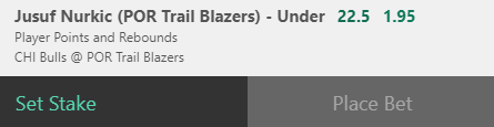 Last addition for tonight:

Bulls @ Blazers

Jusuf Nurkic u22.5 pts + rebs

1% play @ 1.95 (365) https://t.co/sxsa30yw2O