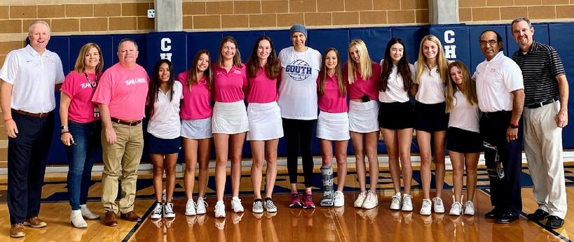 Thank you, Swing for the Cure for supporting Coach Carter in her journey against cancer! Champion Girls ⛳ and Coach Sweatman and Coach Alamillo! Well done! #TeamCarter