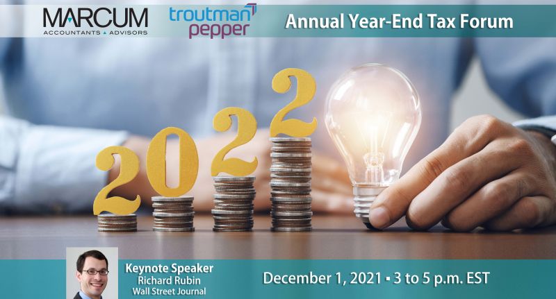 MarcumLLP's tweet image. Many important #taxplanningstrategies are in the spotlight this year as Congress considers several changes to current tax law. Join Marcum and @troutmanpepper for a discussion of today’s most pressing tax issues that may affect you and your business. hubs.ly/H0_nBx50