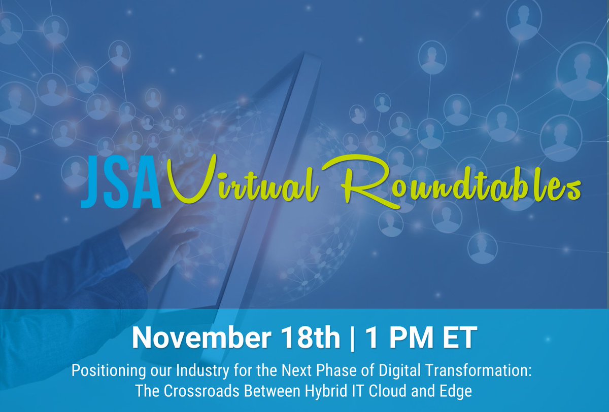 TelecomExchange's tweet image. It&apos;s coming...the next JSA Virtual Roundtable is November 18th on Positioning Our Industry for the Next Phase of Digital Transformation. Did you register??

Don&apos;t worry here is the link &amp;gt;&amp;gt; hubs.la/H0_0SyQ0