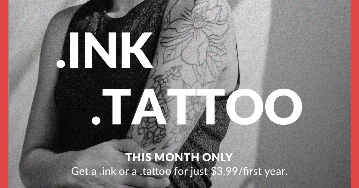 Domaindotcom's tweet photo. A cool job deserves a cool domain. How about a .ink or .tattoo? Just $3.99 for the first year, this month only. Go on and show off your style.
#tattoos #tattooartist #branding #domains #dottattoo #dotink https://t.co/W1JspIHixG