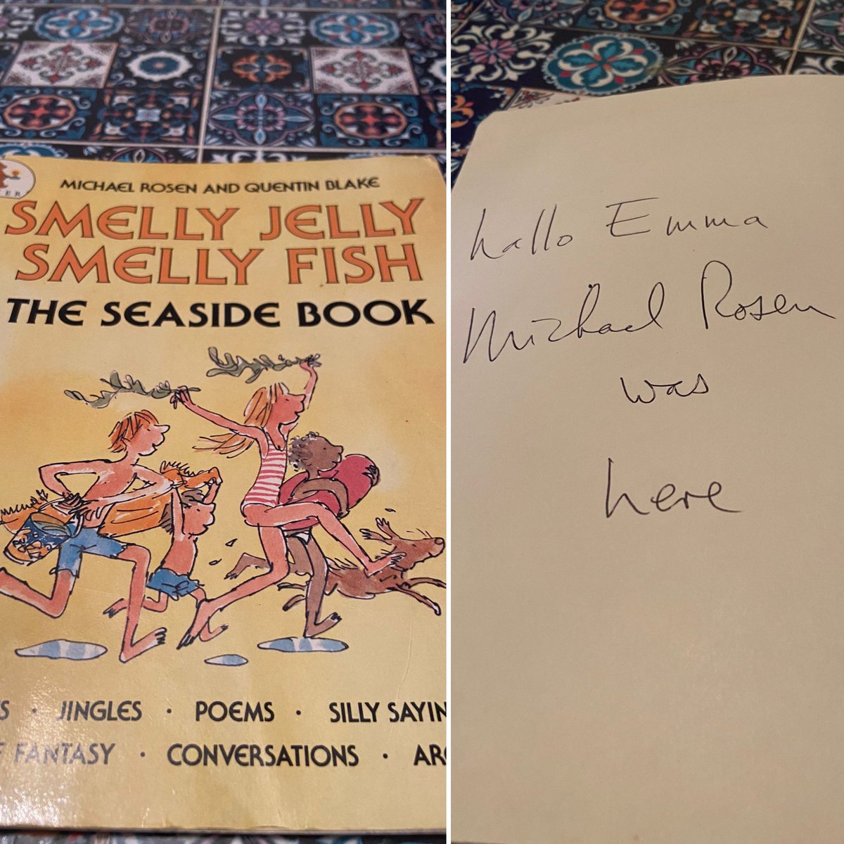 Em_tweets86's tweet photo. Enjoyed reading a childhood favourite to my daughter tonight and I’d forgot that it’s signed by @MichaelRosenYes Can smell the seaside when I read this https://t.co/YhnWBDgLzB