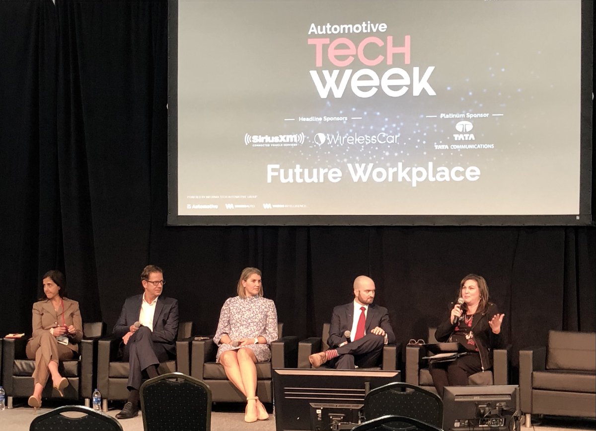 WardsAuto's tweet photo. Carolyn Sauer, @MICHauto moderates a panel with Ryan Hundt, @MichWorksAssn, Brittany Affolter-Caine, @urcmich, Ronia Kruse,  @OpTechUS &amp; Joerg Weisgerber, Hella discussing the important questions behind attracting and retaining talent in automotive. #AutomotiveTechWeek https://t.co/SsQM8Ogof6