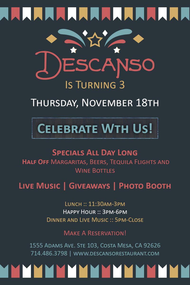 Descanso_eat's tweet photo. 3 Years!   Join us. https://t.co/bcYrwUqCjo