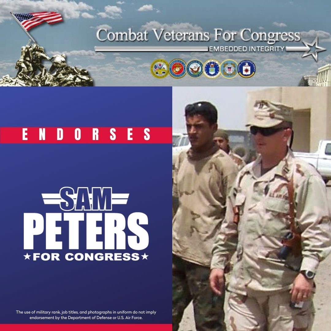RealMrPeters's tweet photo. BREAKING: Combat Veterans For Congress PAC endorses Sam Peters https://t.co/Qh98Aw0OCn