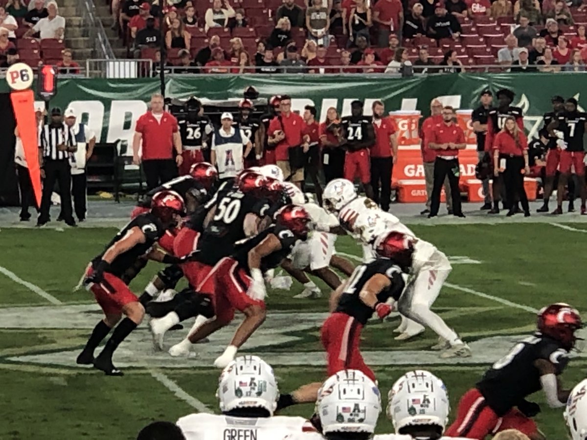 NickKnudsenFB's tweet photo. Attended Cincy-USF. I have no issues with the Bearcats holding the No. 5 spot and threatening to crash the playoff party, however, I will not be upset if one-loss Alabama, Oregon, Ohio State, and, should they fall in Atlanta, UGA all earn playoff spots ahead of Cincinnati. https://t.co/clyY4aHYxu