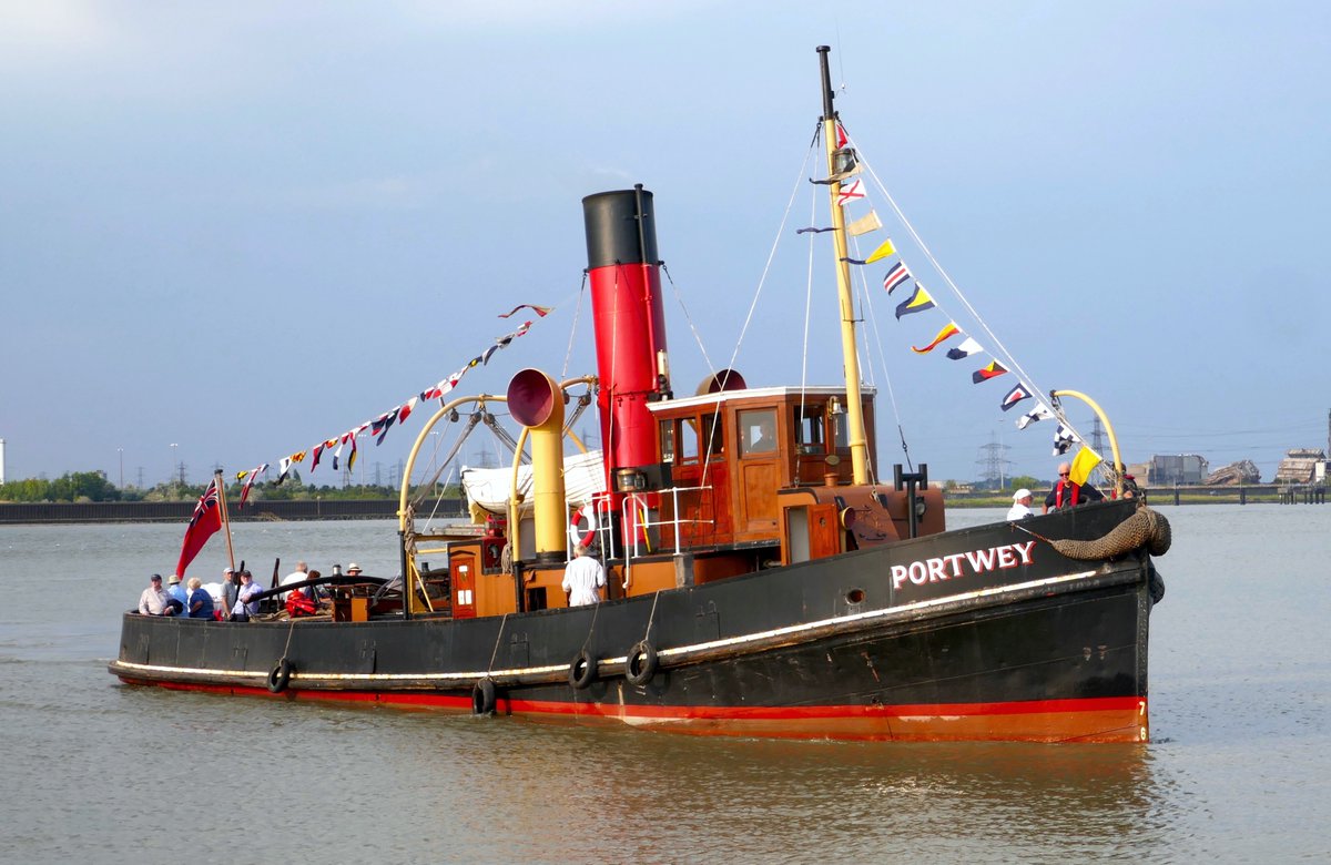 Steam tug Portwey built in 1927 and is owned and operated by the Maritime Trust from St. Katherine’s Dock, London.
 #Portwey #Thames #steamtug #MaritimeHeritage #Tug #Gravesend