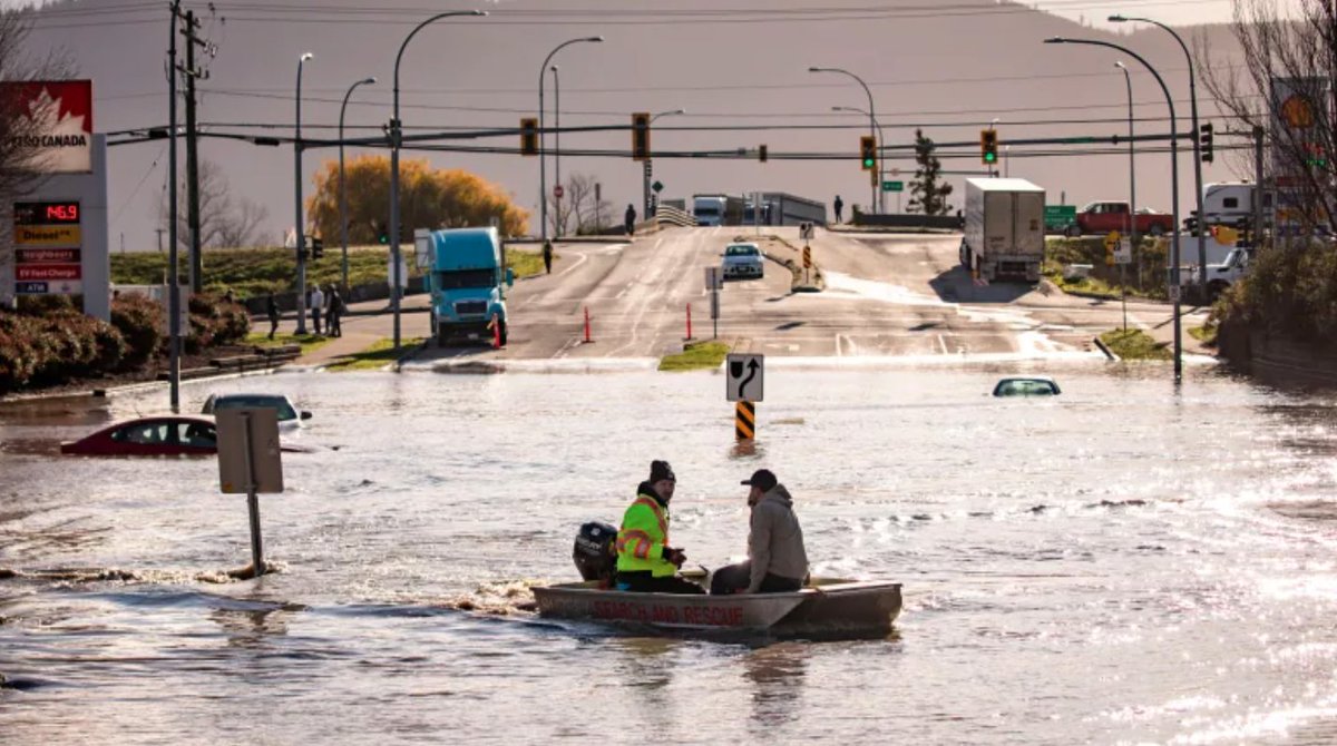 The natural disasters in so-called BC mean that non-believers can't hide any longer. Climate chaos is now and is caused by colonialism, capitalism, and extractive industries. Indigenous knowledge, wisdom, leadership, &amp; landback are the solution. pic by <a href="/CBCNews/">CBC News</a> #BCStorm #BCFlood
