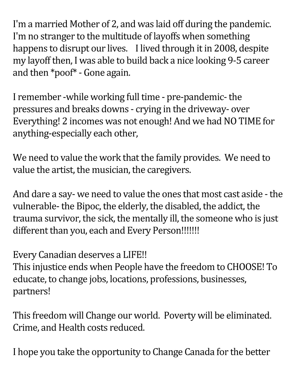 ubi_works's tweet photo. A married mother of 2, laid off during Covid, writes a heartwarming and inspirational letter to Jagmeet Singh urging him to champion Basic Income in his talks with the minority government. https://t.co/OpVI5SFQNg