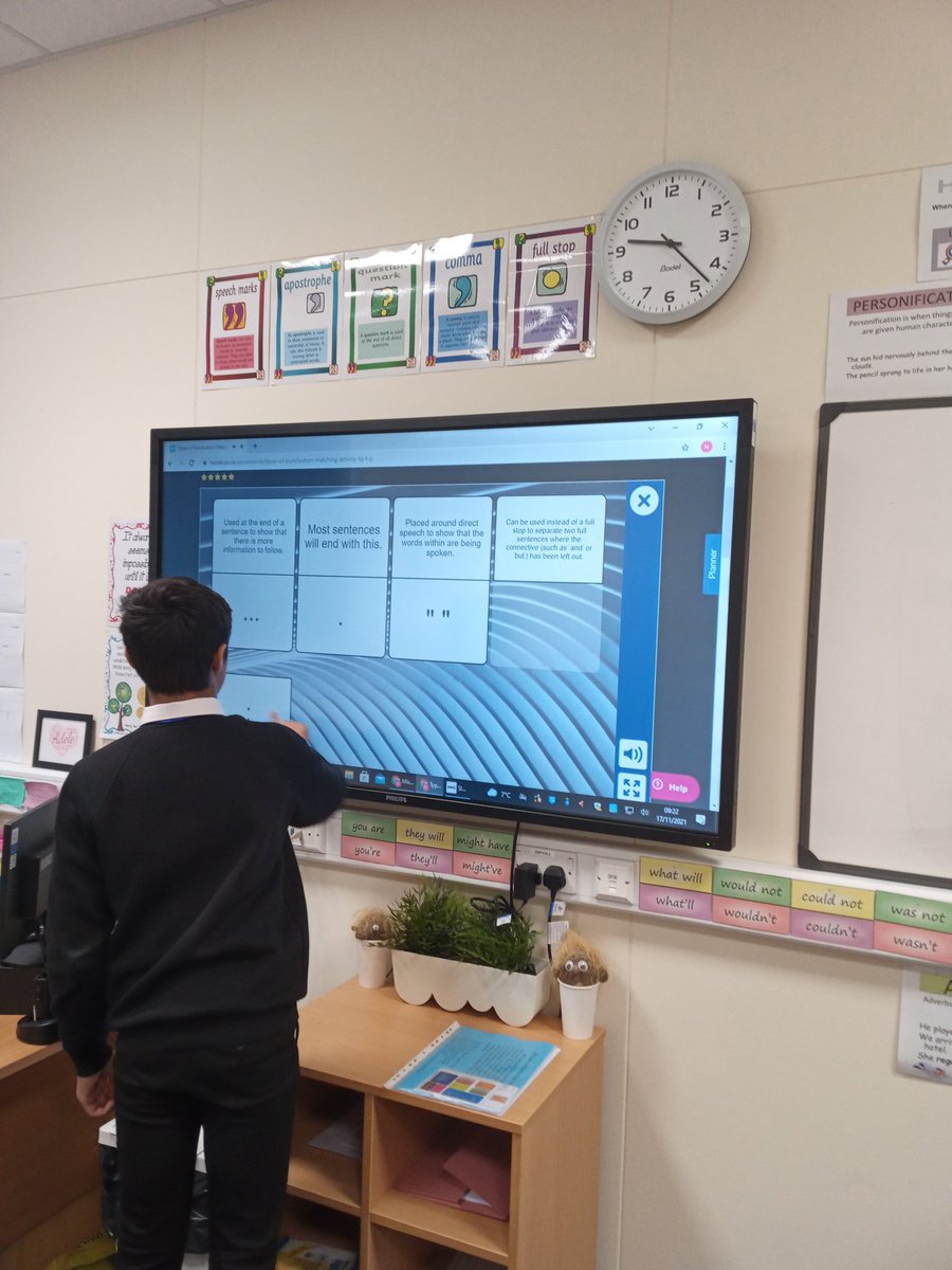 Interactive punctuation games this morning. The kids love these and I find they engage so much more in the lesson once they have been up and out of their seats for a few minutes at the start of the lesson. @Head_CCA @English_CCA <a href="/DeputyHead_CCA/">Chris Whittaker</a> @SEND_Lead_CCA <a href="/AHT_CCA/">Dillon</a>