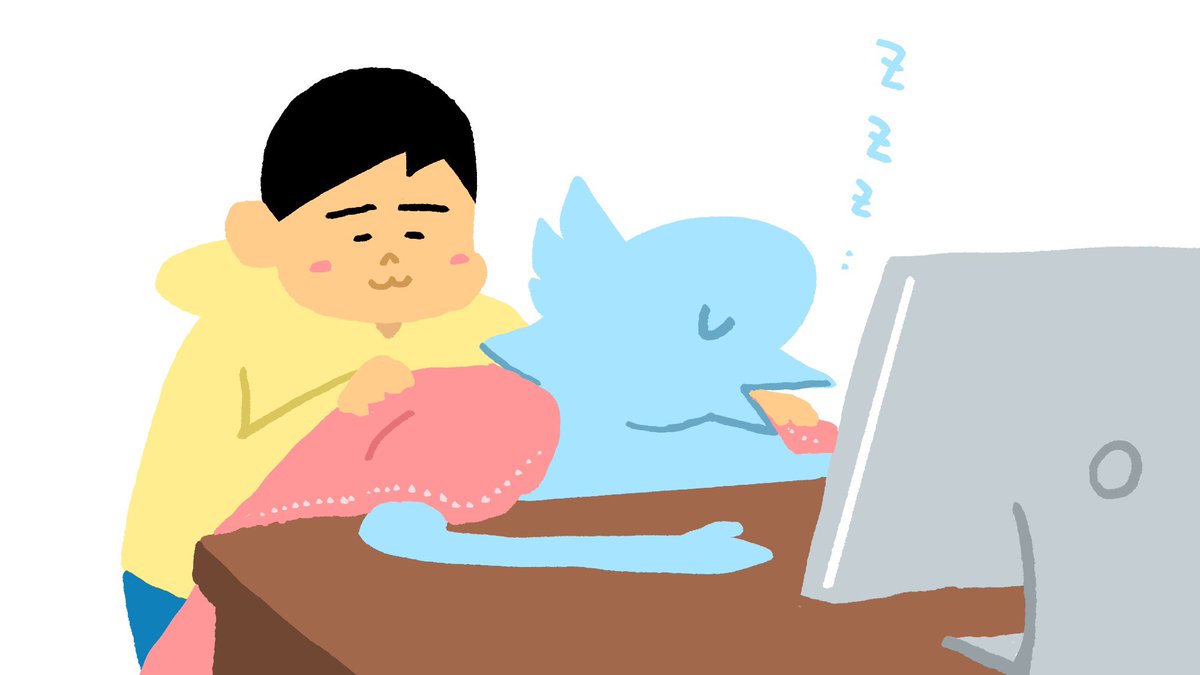「Twitter不具合多いなぁって思ってたけど、そりゃこんだけ働いてたら疲れるよね」|うのきのイラスト