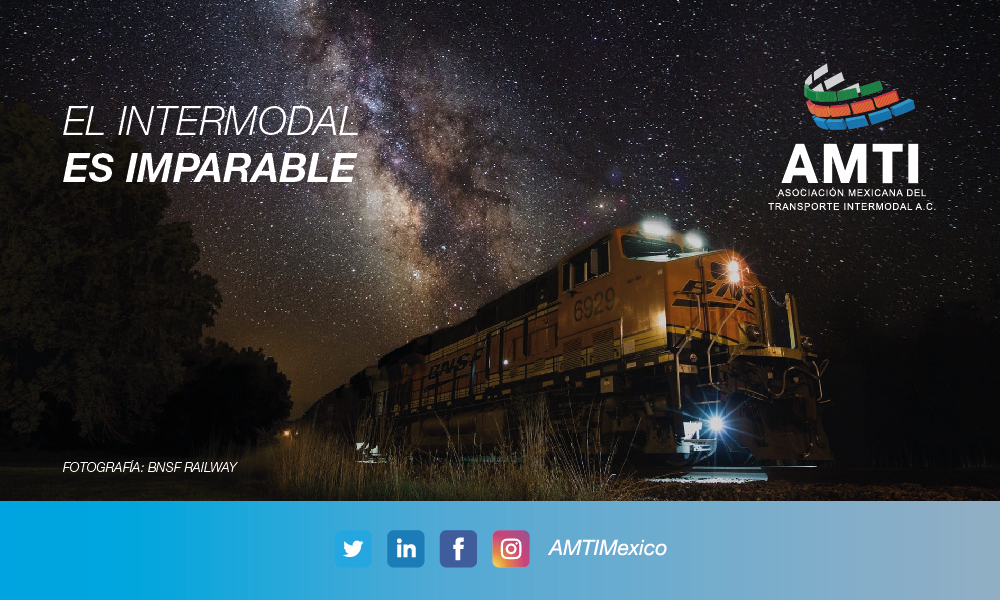 AMTIMexico's tweet photo. El intermodal, entre sus múltiples ventajas competitivas, consiste en un sistema de transporte altamente eficiente 24 x 7 para llevar tu producto de manera segura de puerta a puerta. #Intermodal #thinkIntermodal #AMTI #Ferroviario #Marítimo #Terrestre #Logística https://t.co/2WpbMpgRdQ