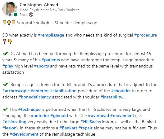 drchrisahmad's tweet photo. 💡💡💡 Surgical Spotlight - Shoulder Remplissage

All You Need to Know: https://t.co/nxU31K7cpv☑️

#sportsmedicine #orthopedics #shoulder #instability #shoulderpain #shoulderinjury #shoulderinjuries #disclocation #bonedeficiency @OrthoColumbia  ⭐️⭐️⭐️⭐️⭐️ https://t.co/OHwNK4J96B