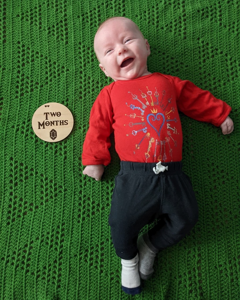 brady32's tweet photo. We can't believe our little squish nugget is 2 months old already! He is starting to smile at his daddies, enjoy his tummy time, and almost (emphasis almost) sleep through the night. He is getting so big, it's almost criminal.
#KeyBladeWielder
#DaddysS… https://t.co/oEoXRFFxaz https://t.co/06DeQMntMF