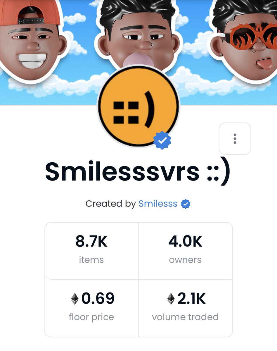 Collection verified, passed 2,000 ETH in volume traded and almost 50% unique ownership? you could say we LOVE THE SMILESSS. 🙂

cc: <a href="/all_smilesss/">waheed_zai</a> / @smilesssvrs