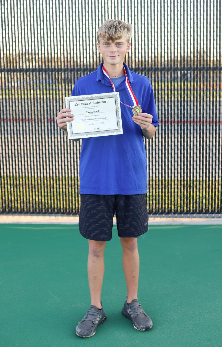 Pioneer_Tennis's tweet photo. Camo Slack:  1st Team All District #4 Boys Singles https://t.co/p9clywAOyV