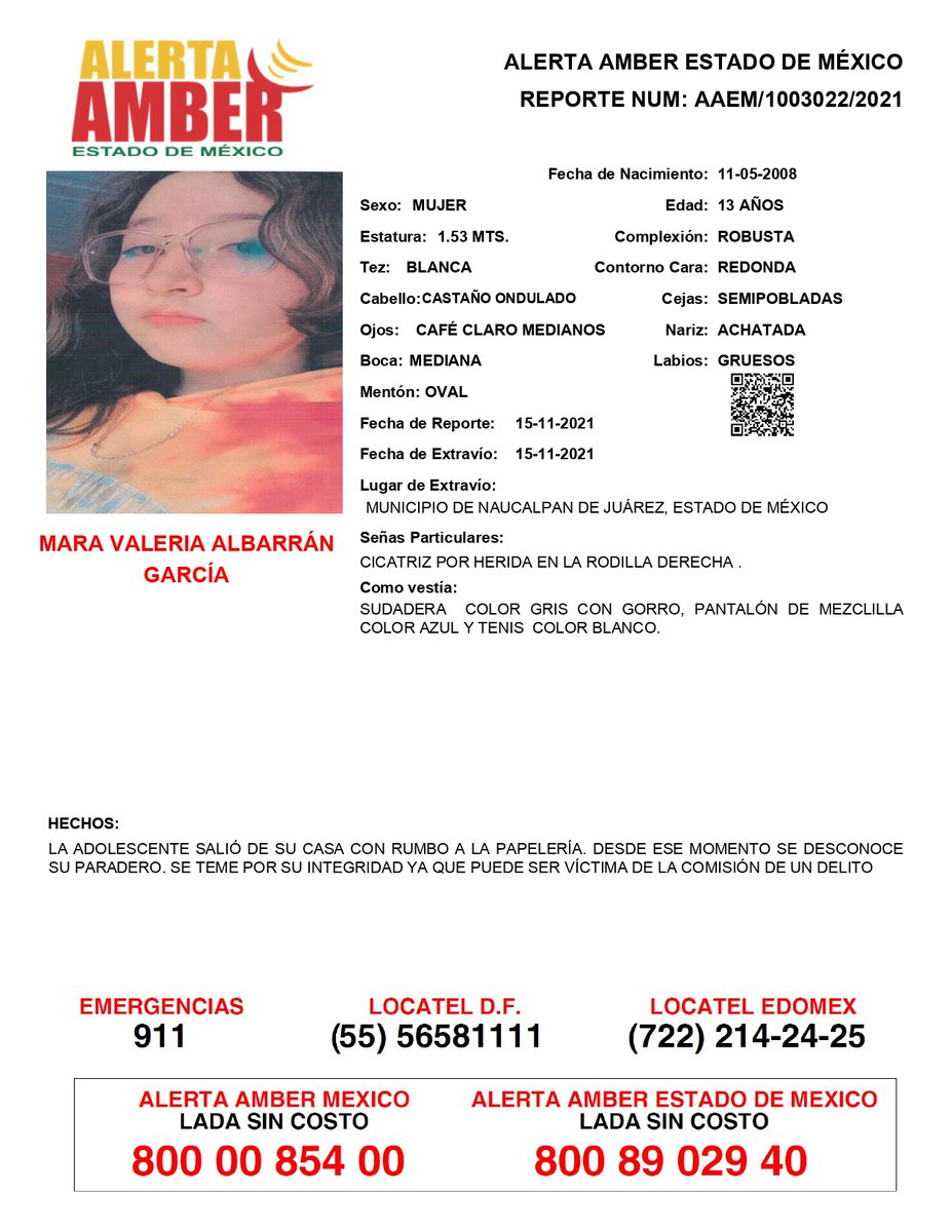 FiscaliaEdomex's tweet photo. 📍Tu apoyo es importante, ayúdanos a difundir, cualquier información para localizar a la siguiente persona comunícate al 📞800 890 2940 Alerta Amber Edoméx. y ☎800 7028 770 #FiscalíaEdoméx https://t.co/mEYfd6ItnA
