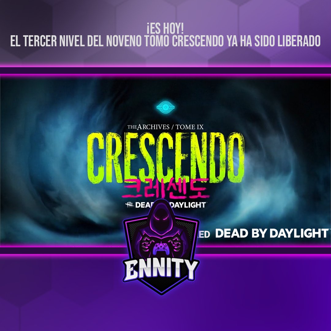 ennitycl's tweet photo. Hace unas horas desde las redes sociales de Dead by Daylight se ha liberado el teaser oficial anunciando el inicio del tercer nivel del noveno tomo titulado CRESCENDO, el cual nos entrega más misiones para subir de nivel y seguir la hisotria.
#DeadbyDaylight #EnnityNoticias https://t.co/gzRrzVvwAn
