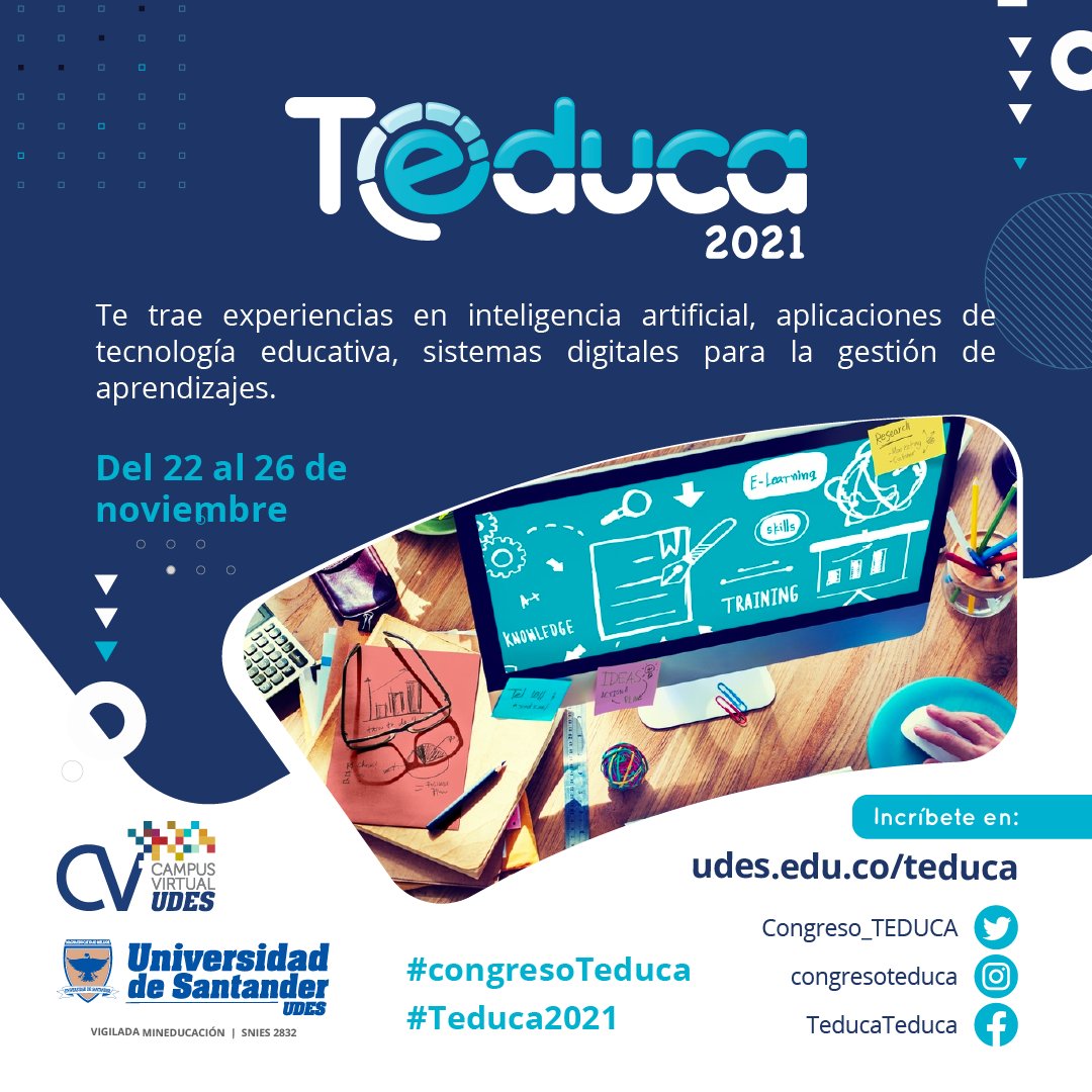 udes_oficial's tweet photo. #TEDUCA | El fundador de la Red Académica Verano TIC, Erik Miranda Patiño, desde Panamá hace parte de los conferencistas de #Teduca2021. Compartirá las Tendencias tecnológicas en la educación del siglo XXI.
📆 22 al 26 de noviembre
📲 Inscríbete 👉 https://t.co/PiAsFeq5RM https://t.co/eGqGxYda5V