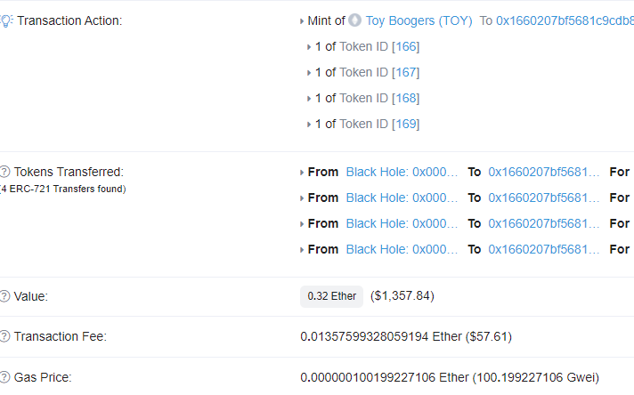 ToyBoogers's tweet photo. Did you all see how little gas our minting is?

0.013 to mint 4 Eth NFTs!!! Our protocol / code should be the standard going forward, please spread the word, this could save our community so much gas fees!

Check out my thread, everyone is tweeting about it! This is big news! https://t.co/Djp6RtMBsk
