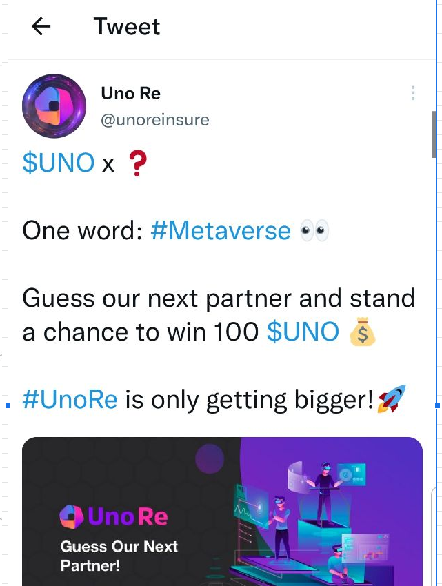 CryptoBTC_Chris's tweet photo. $UNO has a NEW partnership coming with a #Metaverse project! Huge News! https://t.co/C7QU0S1Nwo
