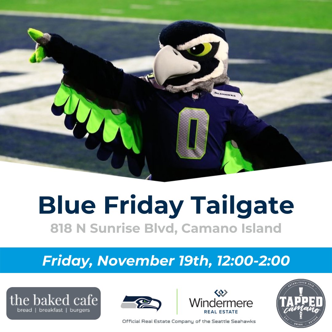 windermerecir's tweet photo. This Friday, join us on Camano Island for our Blue Friday Tailgate with Blitz the Seahawk! 💙💚🏈

Enjoy a burger from The Baked Cafe and a drink from Tapped Camano for a suggested $5 donation to the Windermere and Seahawks Tackle Homelessness campaign.🍔 https://t.co/B5CZBSds4t