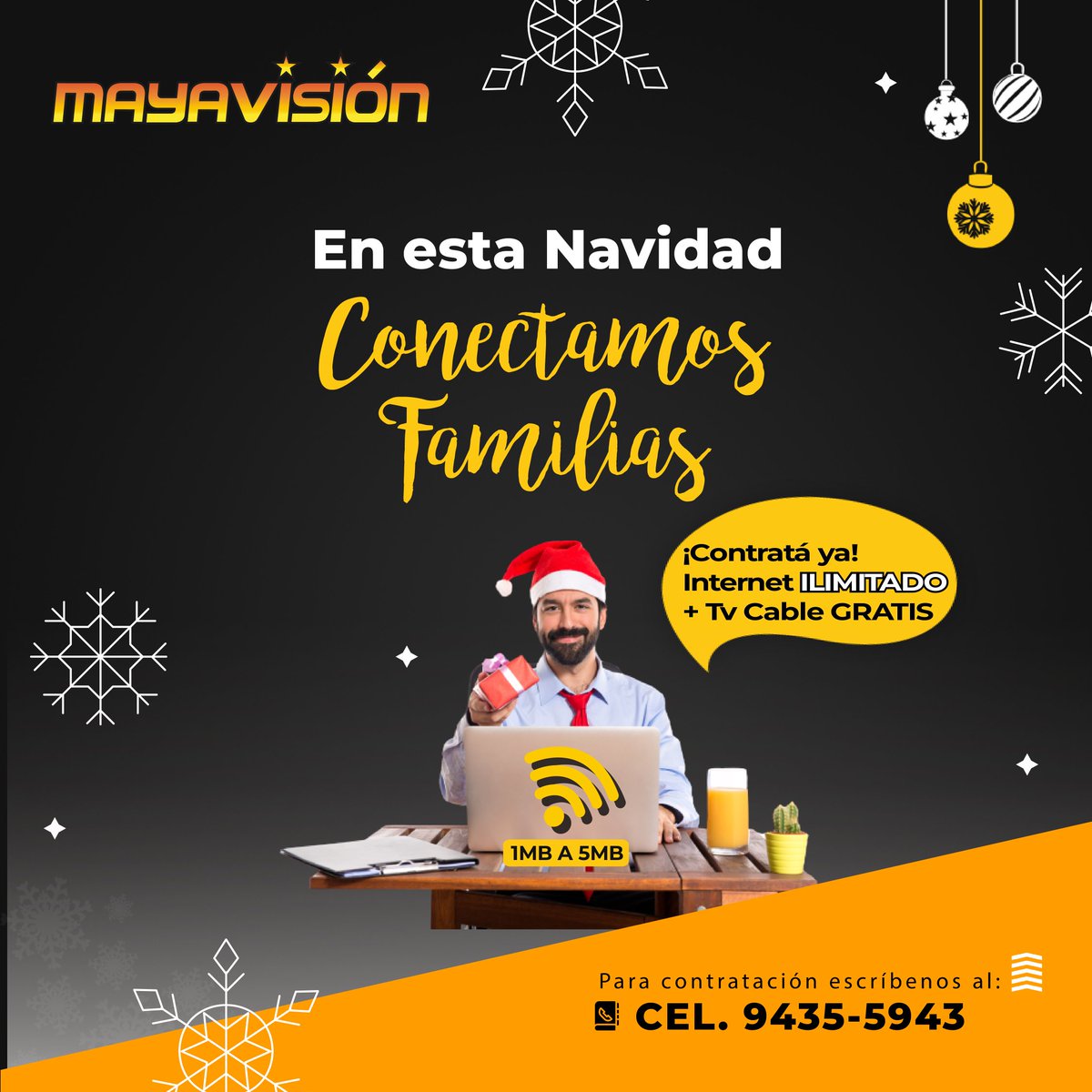 Mayavision_HN's tweet photo. 🥳SÚPER PRECIO🥳 ❄️☃️⛄Llegaron las promociones navideñas❄️

Aprovechá y contratá los servicios de INTERNET ILIMITADO + TV CABLE GRATIS ✅ 📳 ✔️

Cel. 9435-5943 📳 

#ConectamosFamilias 
#QuédateEnCasaConNosotros https://t.co/3Z7CxxT1qx