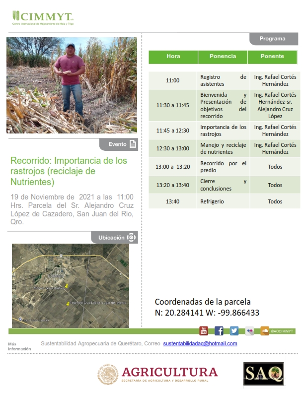 ¿Cuales son los beneficios de dejar el rastrojo en nuestra parcela? ésta y muchas otras cosas más te las podremos resolver en nuestro Recorrido que se llevará a cabo en Cazadero S.J.R, pequeñas acciones que generan grandes cambios🧑‍🌾👩‍🌾 <a href="/ACCIMMYT/">ACCIMMYT</a> <a href="/HubBajio/">Hub Bajío</a>
