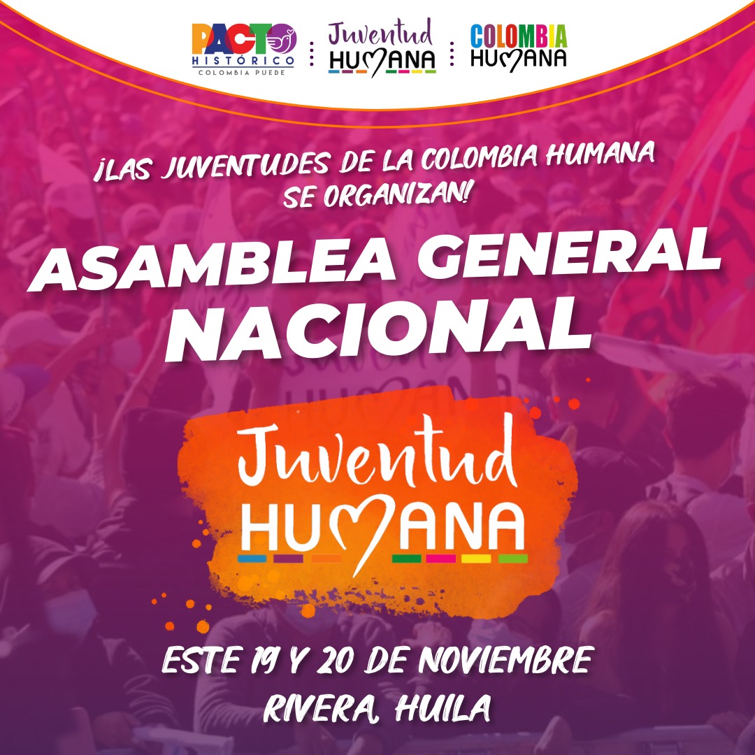 📢Faltan dos días para la gran Asamblea General Nacional de la Juventud Humana, porque los jóvenes del suroccidente, del Cauca resistente también queremos contruir una apuesta nueva de país, estaremos junto a las juventudes de todos los departamentos de Colombia en este encuentro