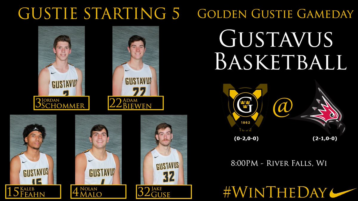 Gustavus_MBB's tweet photo. It’s Gustie Gameday #3! Tune in tonight as we take on UW-River Falls at 8:00pm! #WinTheDay👑 #GoGusties https://t.co/8JRER93Oo5